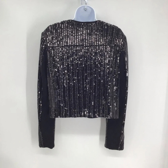 Cache Women’s Cropped Sequined Jacket Stretch Party Holiday NWT Size Large - Picture 3 of 11